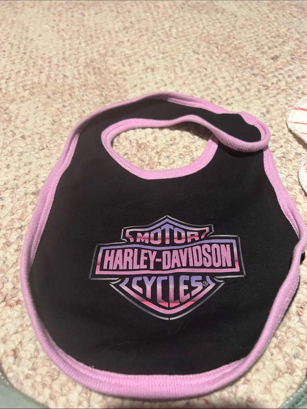 Harley-Davidson Black and Pink Baby Bib with Mixed Pink & Sage Bandana Bibs